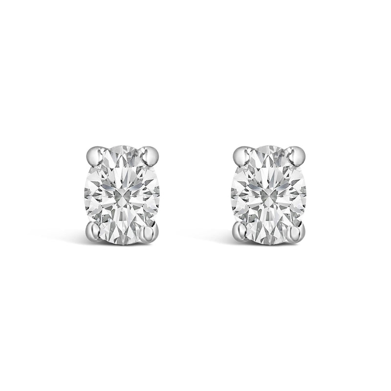 14K White Gold 1/4 Ctw Oval Lab-Grown Diamond Solitaire Stud Earrings 14K white gold stud earrings with 2 oval diamond stones