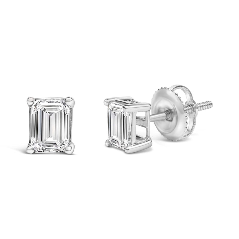 14K White Gold Emerald Cut Lab-Grown Diamond Solitaire Stud Earrings (F-G Color, VS1-VS2 Clarity) 14K White Gold Emerald Cut Lab-Grown Diamond Solitaire Stud Earrings (F-G Color, VS1-VS2 Clarity)-1