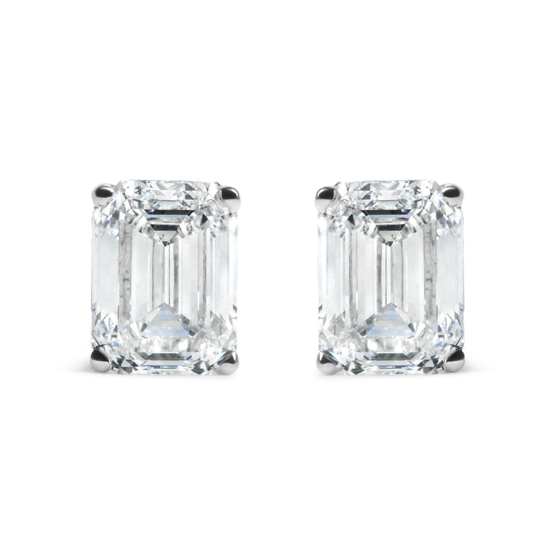 14K White Gold 2.0 Cttw Emerald Cut Lab Grown Diamond Solitaire Stud Earrings (G-H Color, VS1-VS2 Clarity) 14K White Gold 2.0 Cttw Emerald Cut Lab Grown Diamond Solitaire Stud Earrings (G-H Color, VS1-VS2 Clarity)-0
