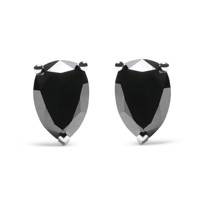 14K White Gold 2.00 Cttw Pear Cut Black Diamond Stud Earrings 14K white gold earrings with 2 pear black diamond stones