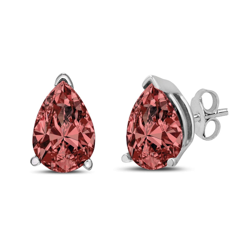 14K White Gold 1/2 Cttw Lab Grown Pink Pear Diamond 3 Prong Set Martini Solitaire Stud Earrings (Pink Color, VS2-SI1 Clarity) 14K white gold stud earrings with 2 pear pink diamond stones