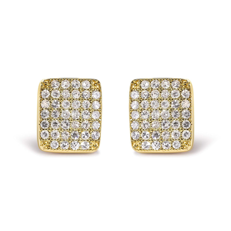 14K Yellow Gold 1/2 Cttw Diamond Square Shaped Composite Cluster Stud Earrings (I-J Color, I1-I2 Clarity) 14K yellow gold earrings with square composite cluster diamond stones