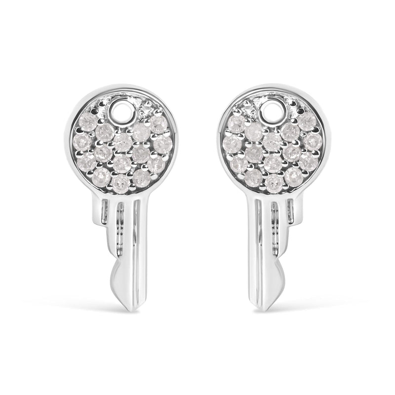 925 Sterling Silver 1/6ct TDW Diamond Charm Earrings 925 sterling silver charm earrings with round diamond stones