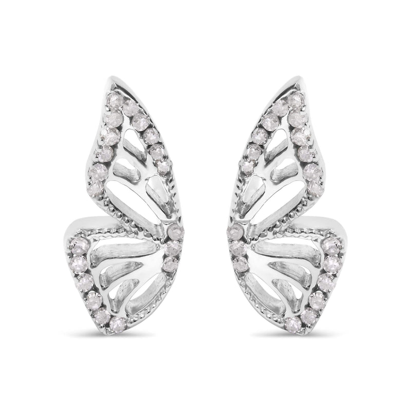 .925 Sterling Silver 1/6ct TDW Diamond Butterfly Earrings .925 Sterling Silver 1/6ct TDW Diamond Butterfly Earrings-0