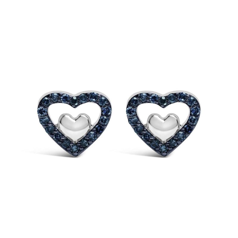 925 Sterling Silver 1/6 Cttw Diamond Open Double Heart Stud Earrings - Choice of Diamond Color 925 Sterling Silver 1/6 Cttw Diamond Open Double Heart Stud Earrings - Choice of Diamond Color-1