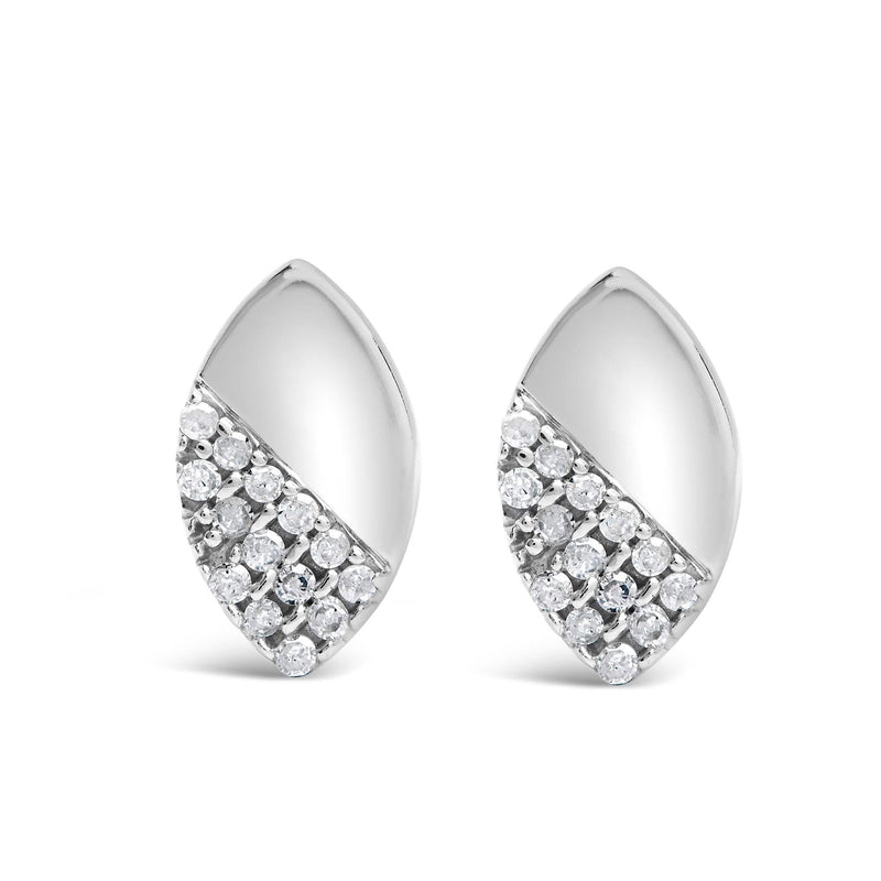 925 Sterling Silver 1/6 Cttw Diamond and Mirror Polish Pear Shape Stud Earrings (I-J Color, I2-I3 Clarity) 925 sterling silver stud earrings with 2 pear diamond stones