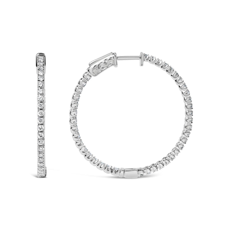 14K White Gold 1 1/2 Cttw Lab Grown Diamond Inside Out Hoop Earrings (G-H Color, VS2-SI1 Clarity) 14K white gold inside out hoop earrings with round lab grown diamond stones