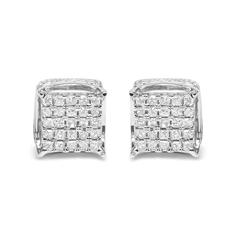 10K White Gold 1/2 Cttw Princess Cut Diamond Square Shaped Multi Stone Stud Earrings (H-I Color, SI1-SI2 Clarity) 10K white gold stud earrings with princess-cut diamond stones in square clusters