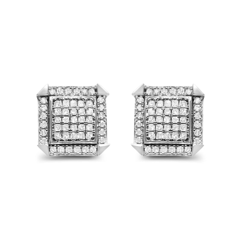 10K White Gold 1.0 Cttw Diamond Composite with Halo Stud Earrings (H-I Color, I1-I2 Clarity) 10K white gold ring with composite halo diamond stones