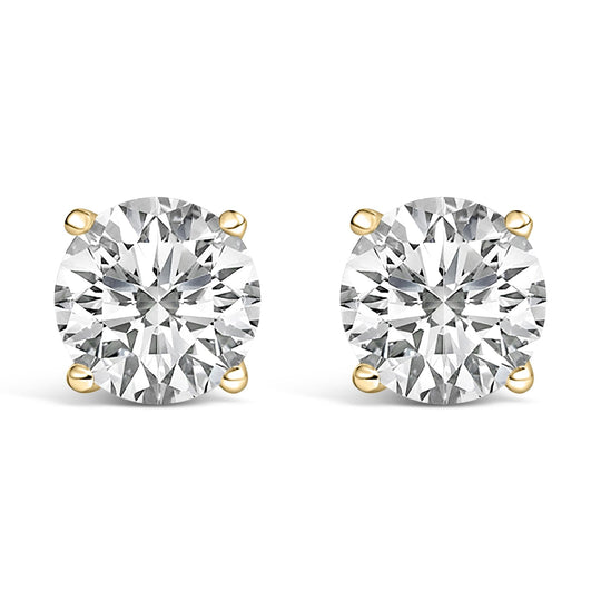 14K Gold Round Lab Grown Diamond Solitaire Stud Earrings with Screw Backs-0