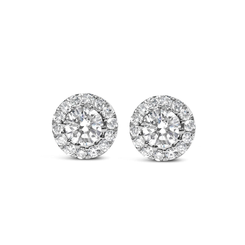 14K White Gold 3.0 Cttw Lab-Grown Diamond Hidden Halo Stud Earrings 14K white gold earrings with 2 round diamond stones in hidden halo setting