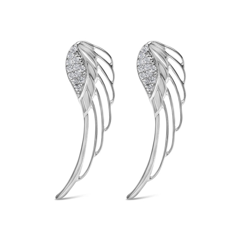 14K White Gold 1/4 Cttw Lab Grown Diamond Angel Wing Stud Earrings (F-G Color, VS1-VS2 Clarity) 14K white gold angel wing stud earrings with lab grown diamond stones