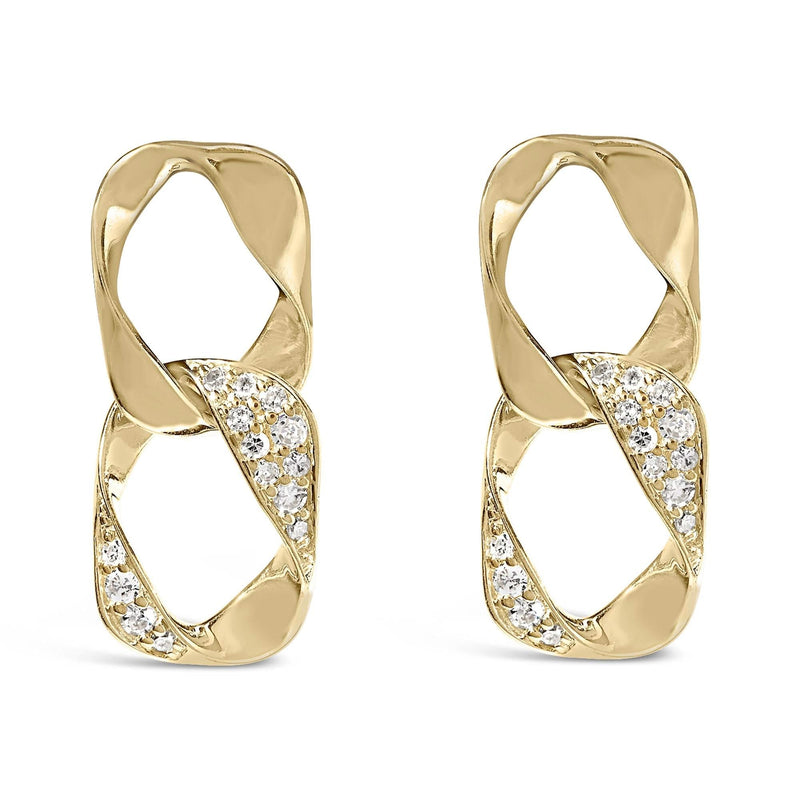 14K Yellow Gold Plated .925 Sterling Silver Open Link 1/5 Cttw Diamond Drop Earrings (H-I Color, I1-I2 Clarity) 14K Yellow Gold Plated .925 Sterling Silver Open Link 1/5 Cttw Diamond Drop Earrings (H-I Color, I1-I2 Clarity)-0