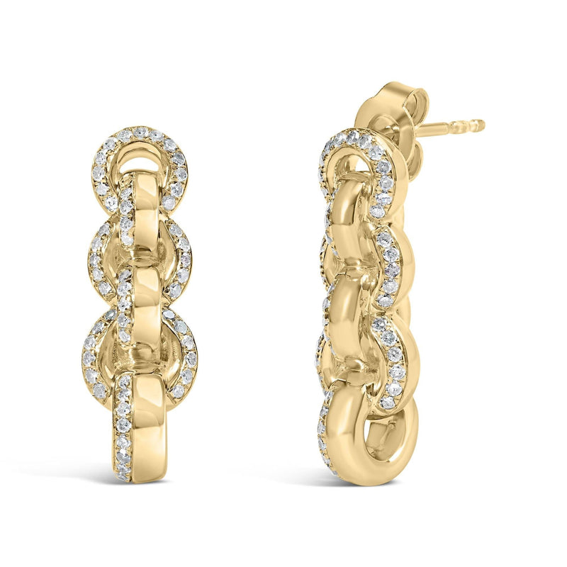 14K Yellow Gold Plated .925 Sterling Silver 1/2 Cttw Diamond Chain Link Drop Earrings (H-I Color, I1-I2 Clarity) 14K yellow gold drop earrings with round diamond stones in a chain-link design