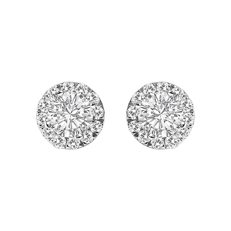 14K White Gold 1/2 Cttw Lab-Grown Diamond Halo Stud Earring (F-G Color, VS1-VS2 Clarity) 14K White Gold 1/2 Cttw Lab-Grown Diamond Halo Stud Earring (F-G Color, VS1-VS2 Clarity)-0