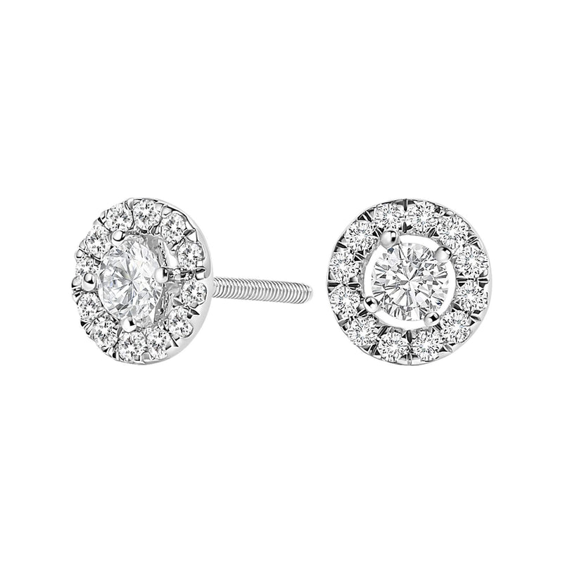 14K White Gold 3/4 Cttw Lab-Grown Diamond Floating Halo Stud Earring (F-G Color, VS1-VS2 Clarity) 14K white gold ring with floating halo diamond stones