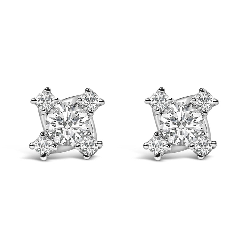 Sterling Silver 1/2 Cttw Lab Grown Diamond Quad Cluster Stud Earrings Sterling Silver 1/2 Cttw Lab Grown Diamond Quad Cluster Stud Earrings-0