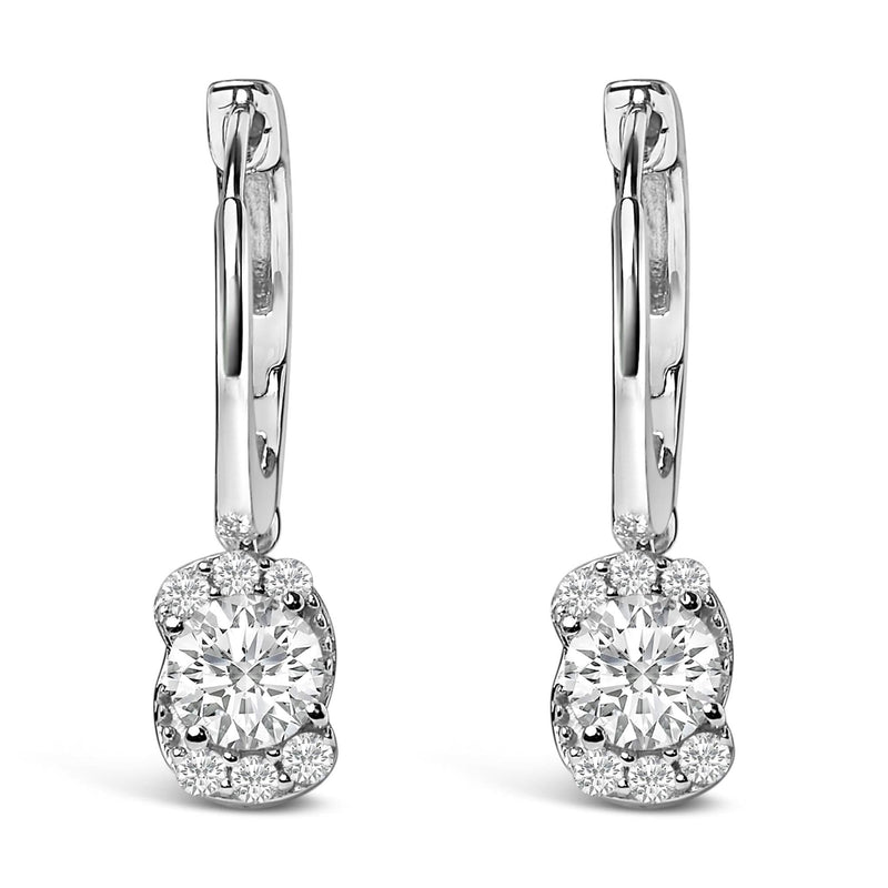 Sterling Silver 5/8 Cttw Lab Grown Diamond Oval Cluster Drop Earrings Sterling Silver 5/8 Cttw Lab Grown Diamond Oval Cluster Drop Earrings-0