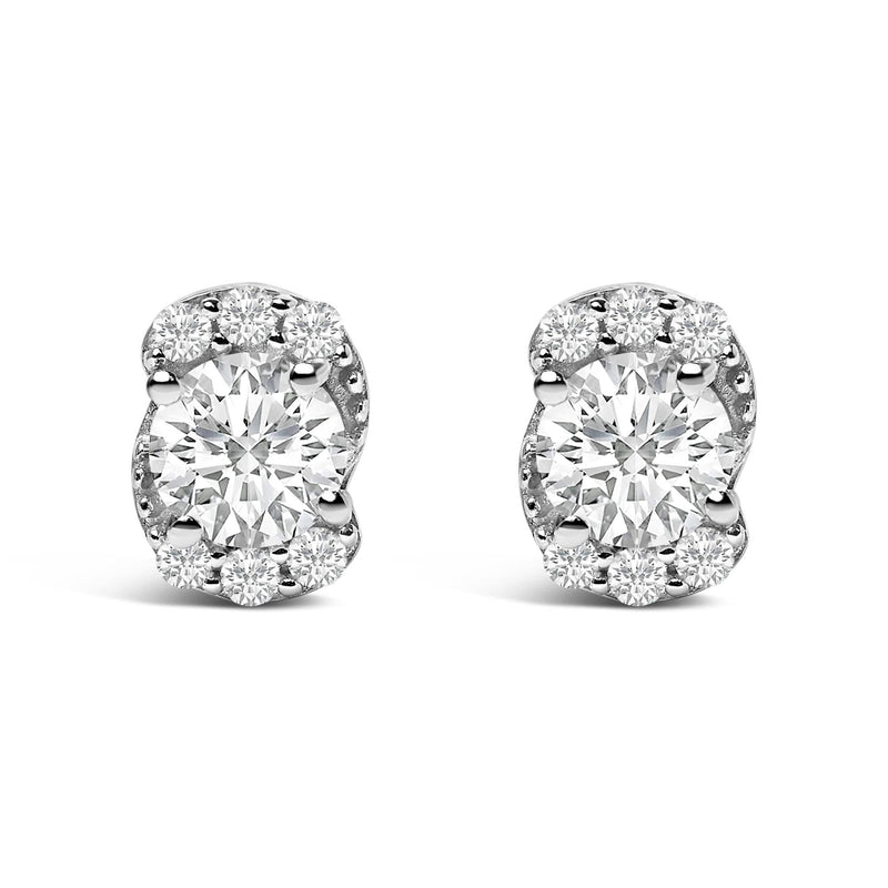 Sterling Silver 5/8 Cttw Lab Grown Diamond Oval Cluster Stud Earrings Sterling Silver 5/8 Cttw Lab Grown Diamond Oval Cluster Stud Earrings-0