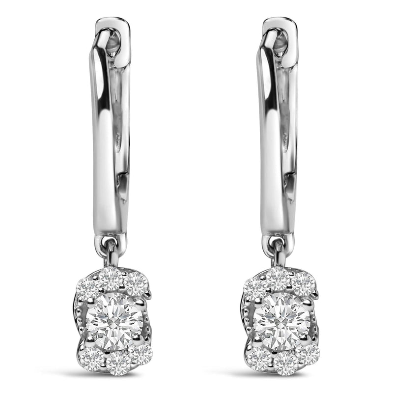 Sterling Silver 1/2 Cttw Lab Grown Diamond Floral Cluster Drop Earrings Sterling Silver 1/2 Cttw Lab Grown Diamond Floral Cluster Drop Earrings-0