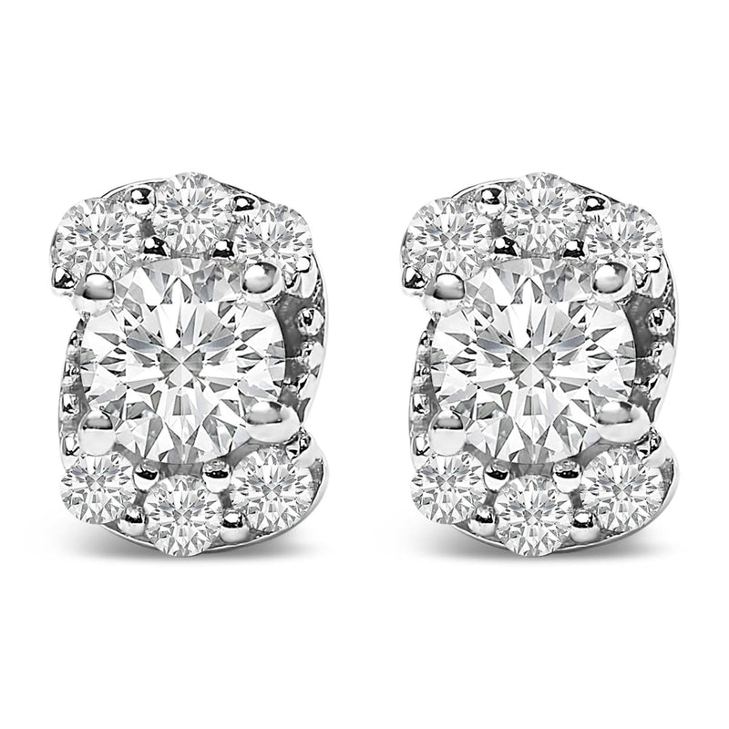 Sterling Silver 1/3 Cttw Lab Grown Diamond Halo Swirl Stud Earrings Sterling Silver 1/3 Cttw Lab Grown Diamond Halo Swirl Stud Earrings-0