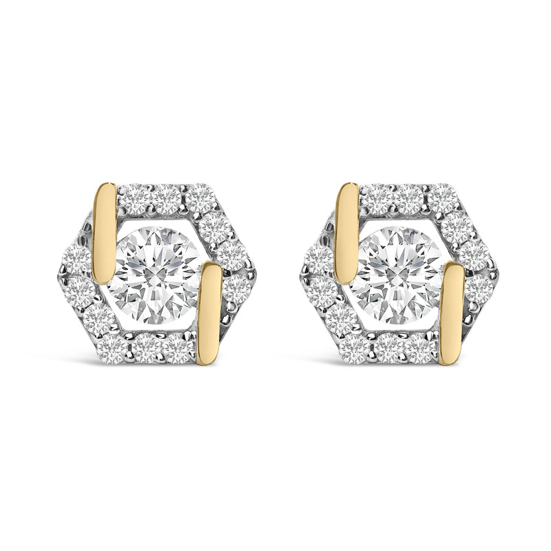 14K Yellow Gold Plated Silver 7/8 Cttw Lab Grown Diamond Hexagon Stud Earrings 14K Yellow Gold Plated Silver 7/8 Cttw Lab Grown Diamond Hexagon Stud Earrings-0