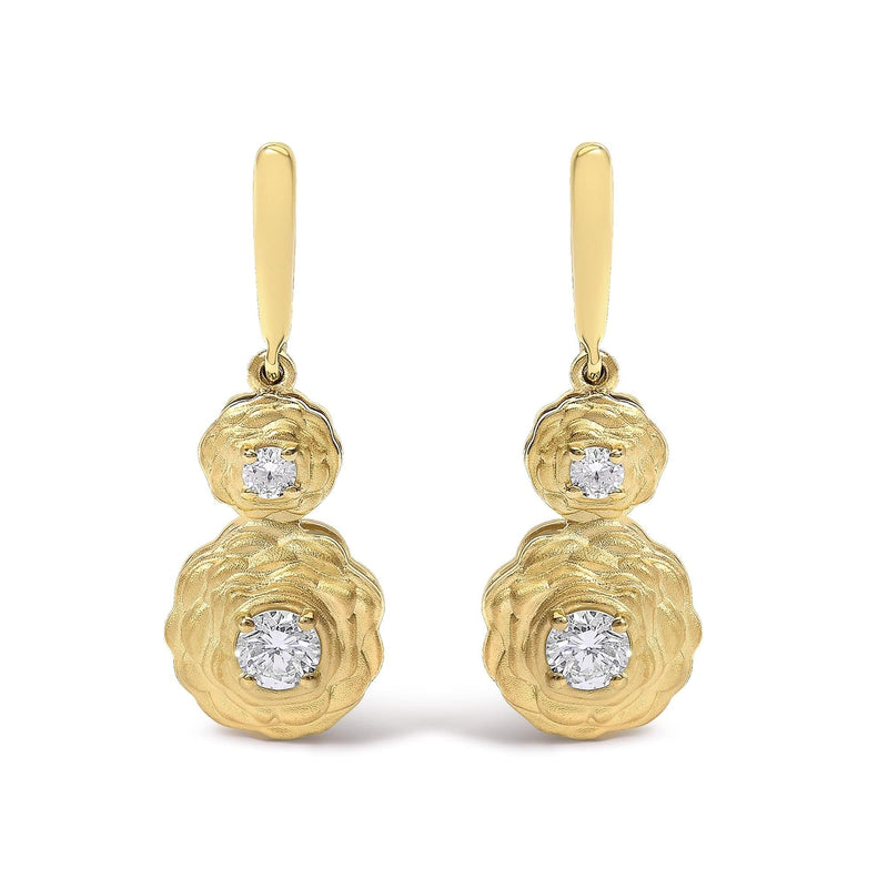 14K Yellow Gold Plated Sterling Silver 1/2 Cttw Lab Grown Diamond Matte Finish Drop Earrings 14K Yellow Gold Plated Sterling Silver 1/2 Cttw Lab Grown Diamond Matte Finish Drop Earrings-0