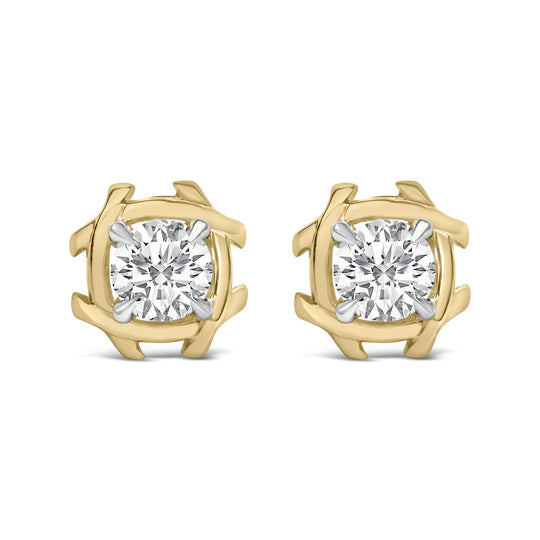 10K Yellow Gold Plated .925 Sterling Silver 1.0 Cttw Lab Grown Diamond Woven Stud Earrings