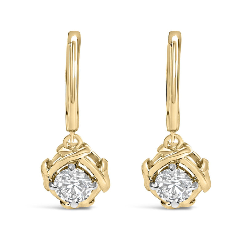 10K Yellow Gold Plated .925 Sterling Silver 1.0 Cttw Lab Grown Diamond Woven Drop Earrings
