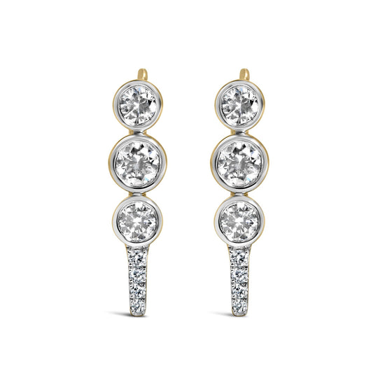 10K Yellow Gold Plated .925 Sterling Silver 1.0 Cttw Lab Grown Diamond Bezel Set Drop Earrings