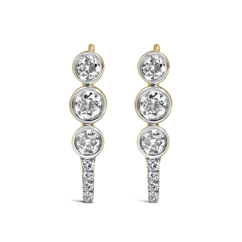 10K Yellow Gold Plated .925 Sterling Silver 1.0 Cttw Lab Grown Diamond Bezel Set Drop Earrings
