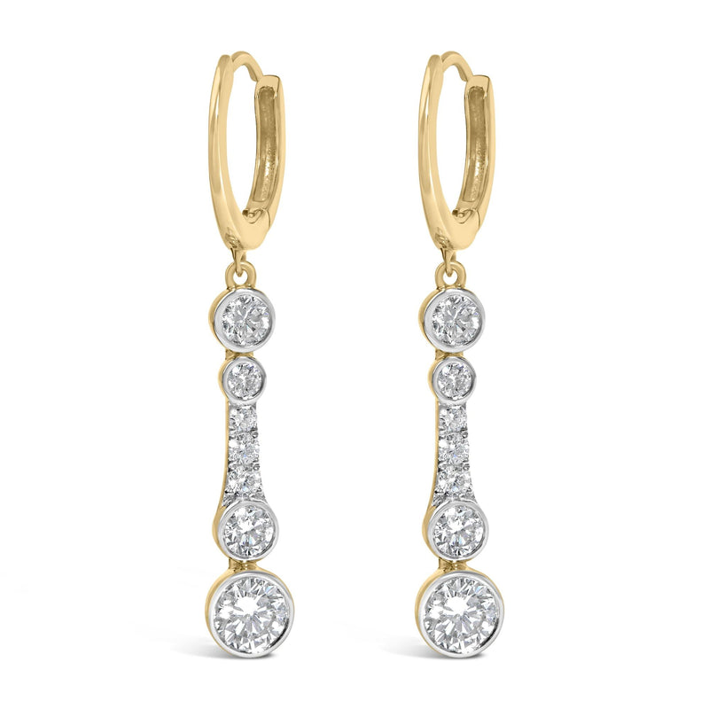 10K Yellow Gold Plated .925 Sterling Silver 2.0 Cttw Lab Grown Diamond Bezel Set Dangle Earrings