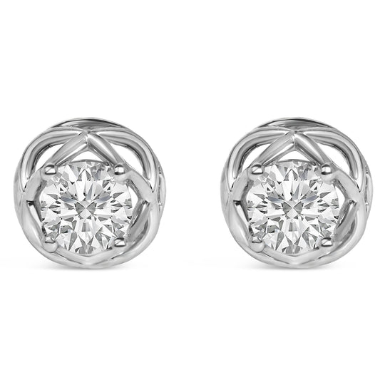 .925 Sterling Silver 1.0 Cttw Lab Grown Diamond Openwork Stud Earrings