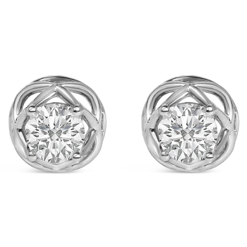 .925 Sterling Silver 1.0 Cttw Lab Grown Diamond Openwork Stud Earrings