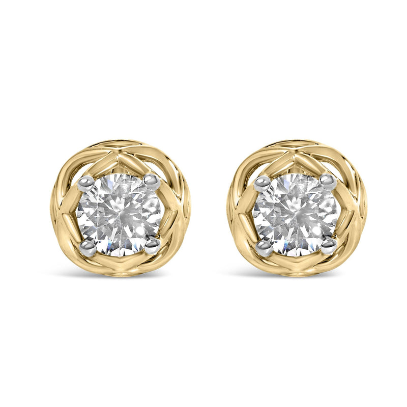 10K Yellow Gold Plated .925 Sterling Silver 1.0 Cttw Lab Grown Diamond Openwork Stud Earrings