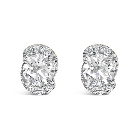 10K Yellow Gold Plated .925 Sterling Silver 2.0 Cttw Lab Grown Diamond Galaxy Halo Stud Earrings