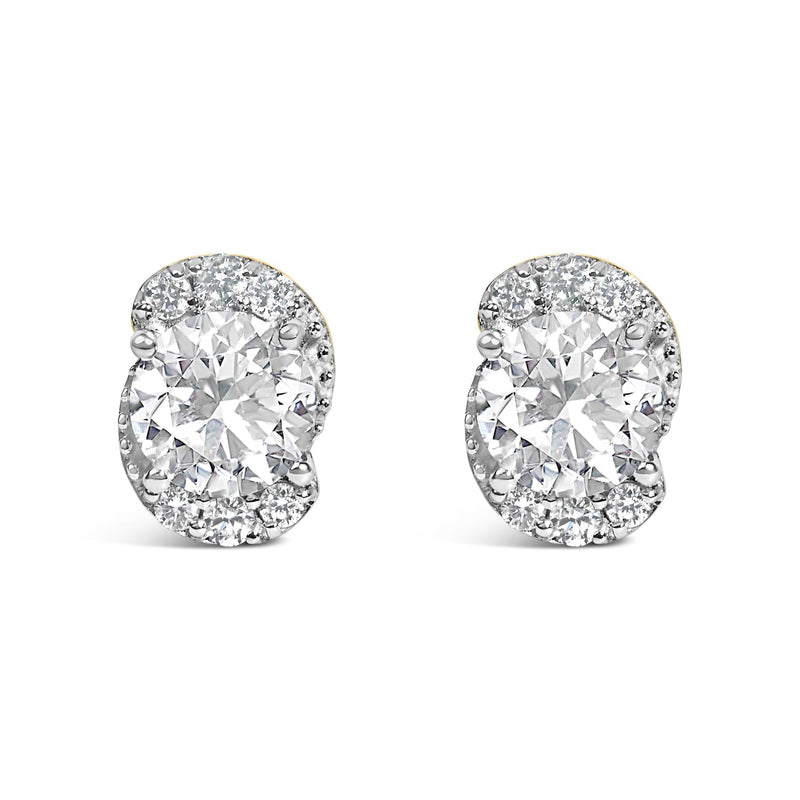 10K Yellow Gold Plated .925 Sterling Silver 2.0 Cttw Lab Grown Diamond Galaxy Halo Stud Earrings