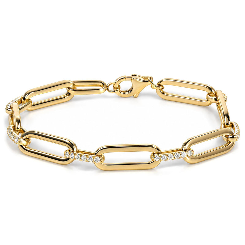 14K Yellow Gold 3/4 Cttw Diamond Paperclip Link Bracelet