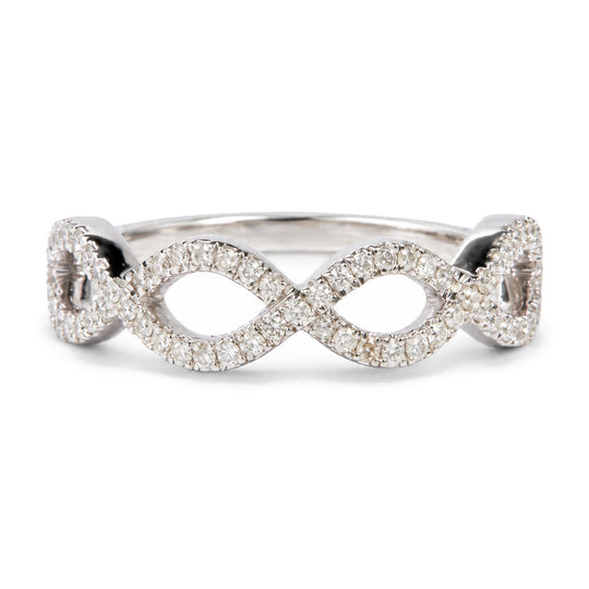 14K White Gold 1/4 Cttw Diamond Infinity Motif Band Ring