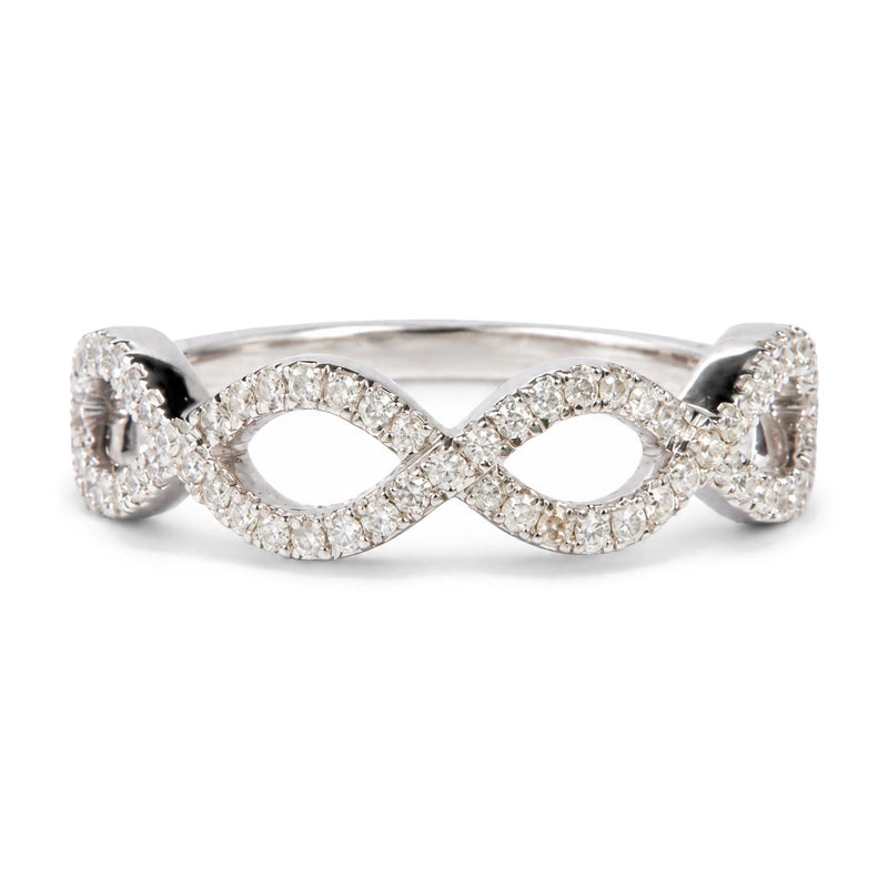 14K White Gold 1/4 Cttw Diamond Infinity Motif Band Ring