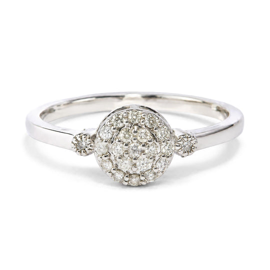 14K White Gold 1/6 Cttw Diamond Cluster Bridal Ring