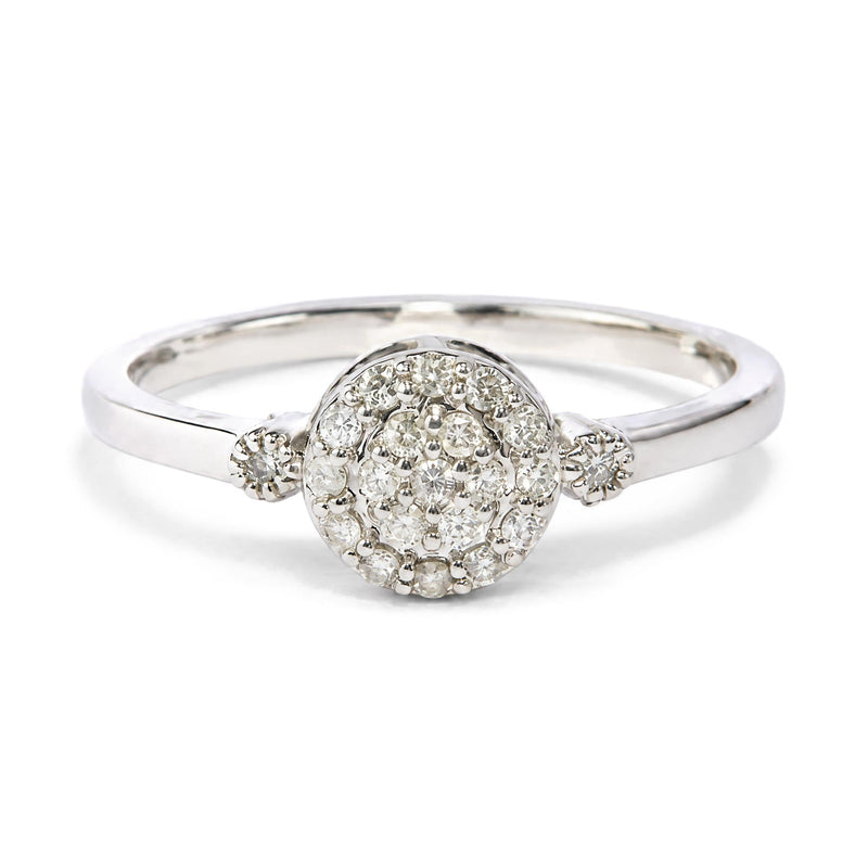 14K White Gold 1/6 Cttw Diamond Cluster Bridal Ring