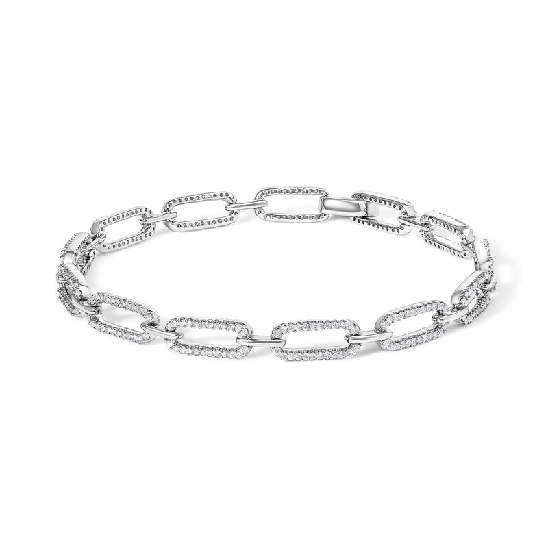 14K White Gold 1.00 Cttw Paperclip Link Bracelet 14K white gold paperclip link bracelet with 1.00 ct total weight and lobster clasp
