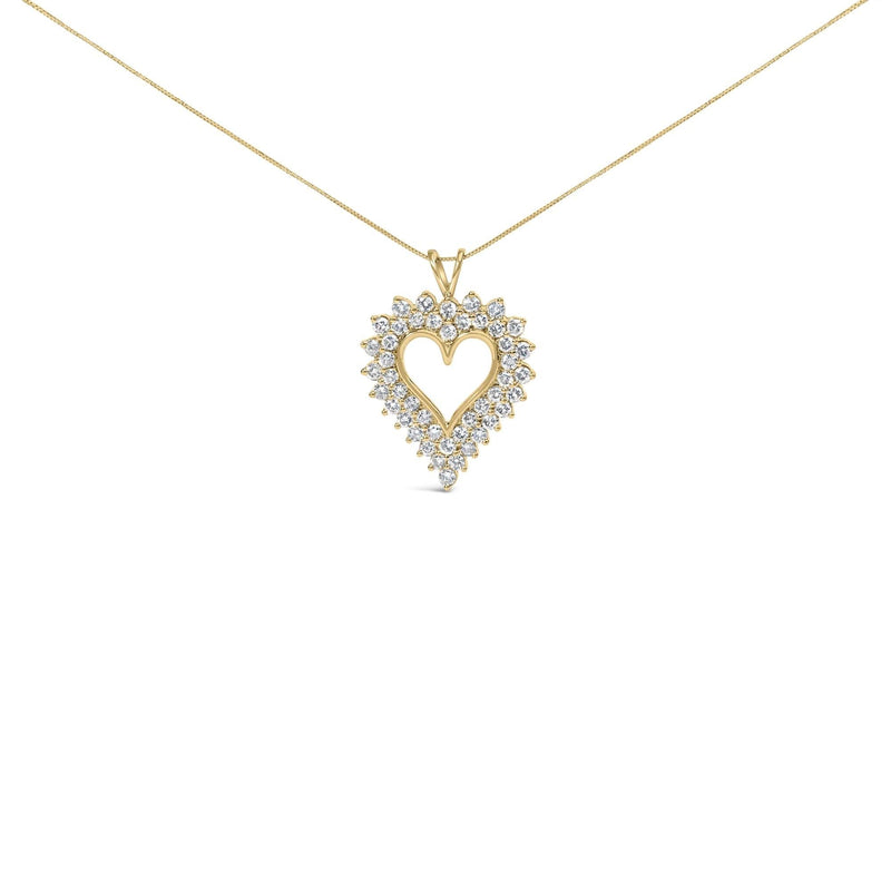 14K Yellow Gold Plated .925 Sterling Silver Brilliant-Cut Diamond Open Heart 18 14K yellow gold necklace with heart-cut diamond open heart pendant