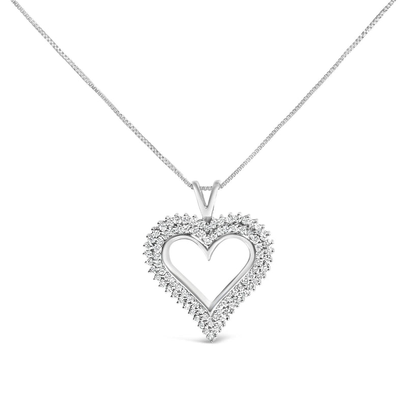 .925 Sterling Silver Diamond Heart 18 925 sterling silver heart diamond pendant necklace on 18 inch chain