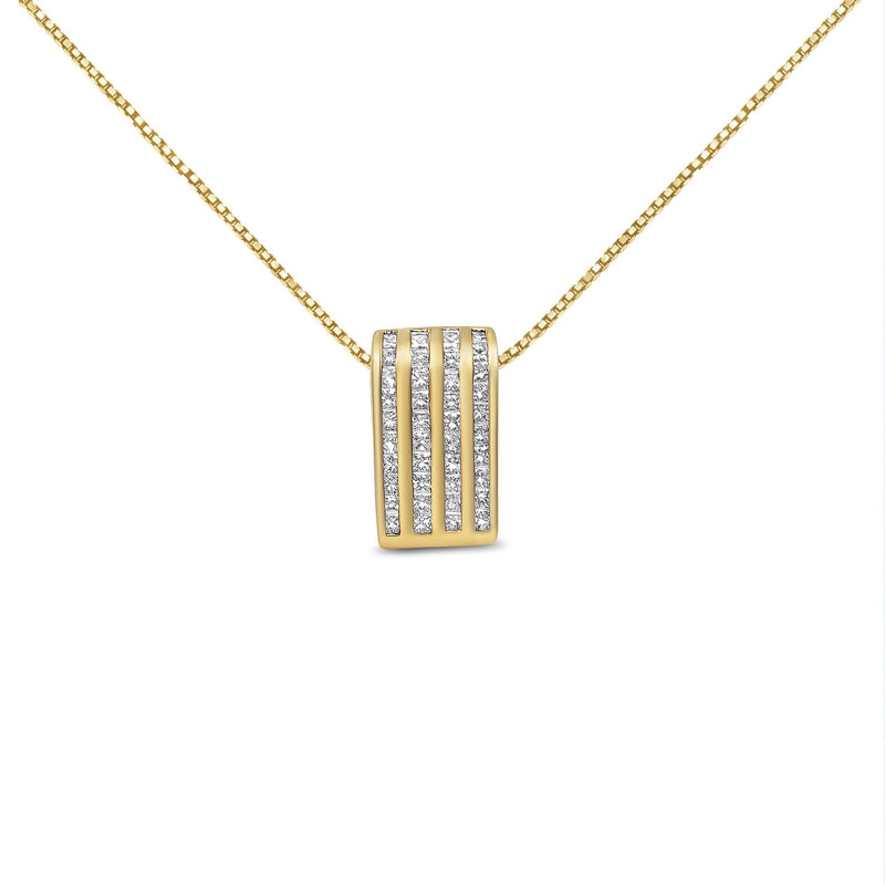 14K Yellow Gold 2 1/3 cttw Princess Cut Diamond Block Pendant Necklace (H-I, SI1-SI2) 14K yellow gold necklace with princess cut diamond stones in block pendant