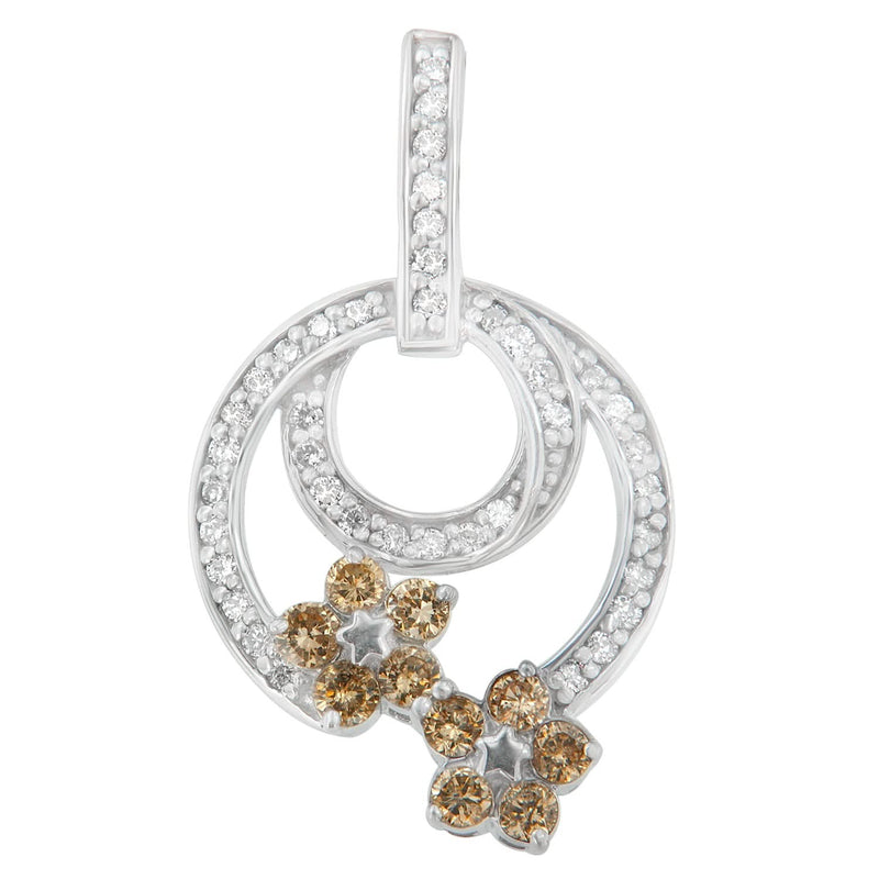 .925 Sterling Silver 1 cttw Round Cut Diamond Floral Garden Pendant Necklace (H-I, I1-I2) 925 sterling silver floral pendant necklace with round diamond stones
