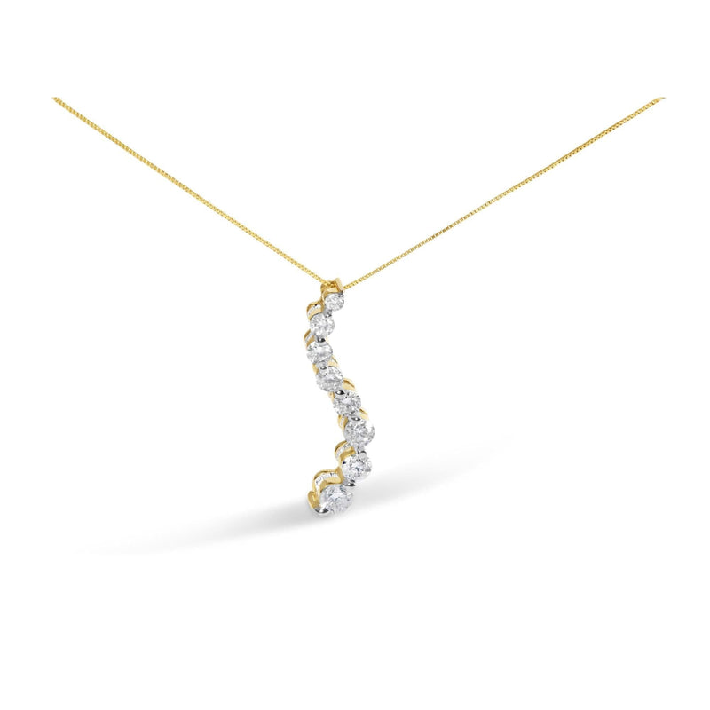 AGS Certified 14k Yellow Gold 3.0 Cttw Baguette and Brilliant Round-Cut Diamond Journey 18 14K yellow gold necklace with baguette and round diamond stones