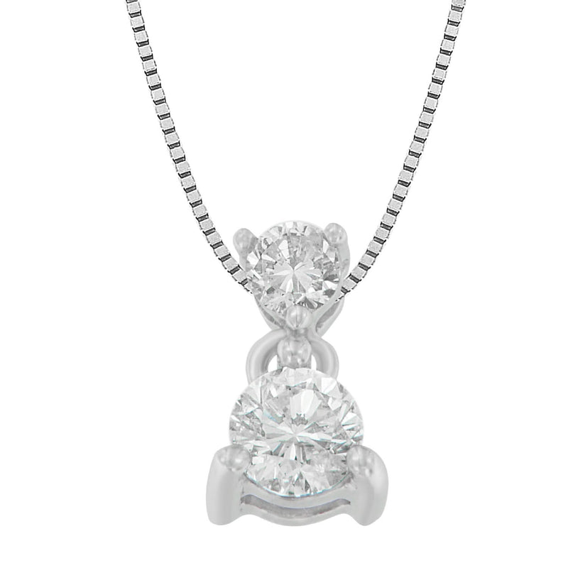 14K White Gold 1/2 cttw Round Cut Diamond Pendant Necklace (I-J, I1-I2) 14K white gold necklace with one round diamond stone in a four-prong setting