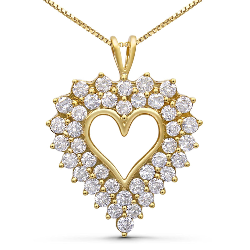 14K Yellow Gold Plated .925 Sterling Silver 4.0 Cttw Diamond Shadow Frame Heart 18 14K yellow gold necklace with heart diamond shadow frame pendant